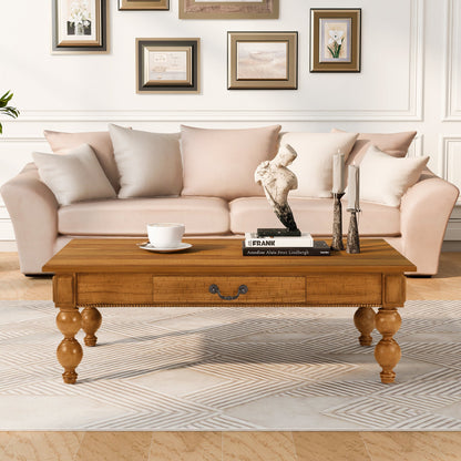Rectangular Wooden Coffee Table with Storage Drawer
