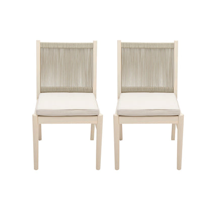 Cordoba Dining Chair Set of 2 - Comfortable Armless Chairs - Beige