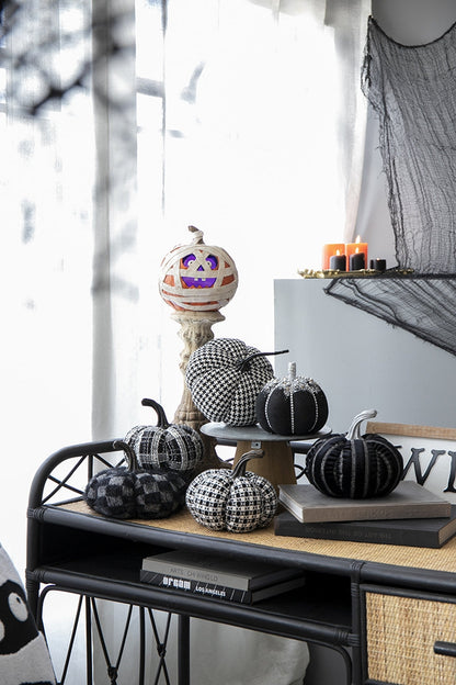 Set of Two Farmhouse Plaid Fabric Pumpkins by Bruce