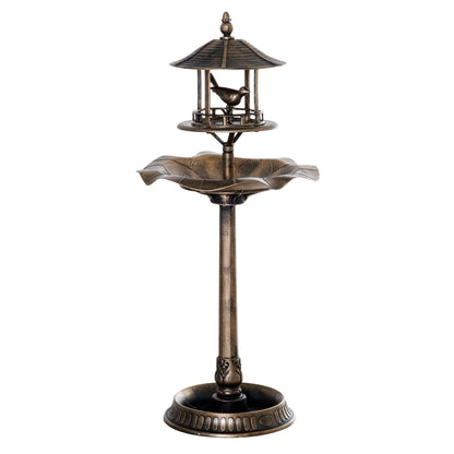 Outsunny 3-in-1 Garden Bird Bath Bowl Pedestal with Bird Feeder and Planter