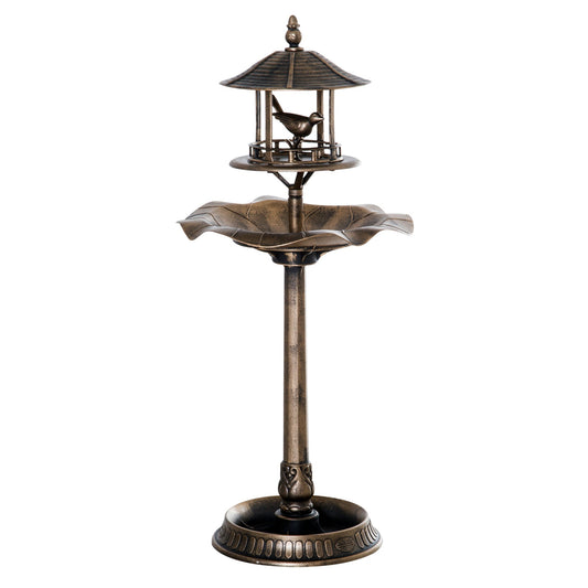 Outsunny 3-in-1 Garden Bird Bath Bowl Pedestal with Bird Feeder and Planter