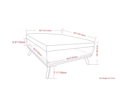 Owen XL Square Coffee Table Storage Ottoman - Distressed Saddle Brown
