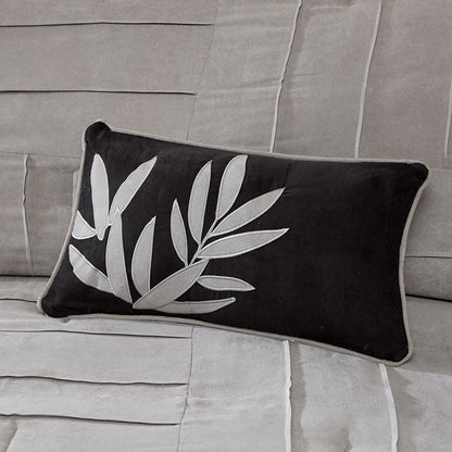 7 Piece Faux Suede Comforter Set Grey Full