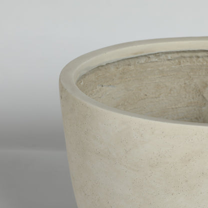 Round Concrete Planter Set of 2, Large Outdoor Indoor Handmade Rustic Decorative Planter Pots with Drainage Holes