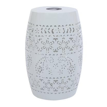 Solar Side Table with Built-in Solar Battery (White)