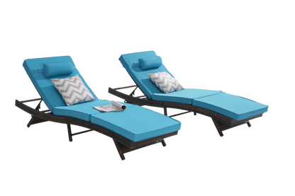 Outdoor Wicker Reclining Chair Set of 2