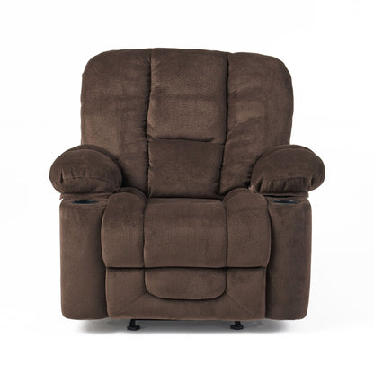 Luxurious Manual Recliner Chair with Skin-Friendly Fabric and Dual Cup Holders