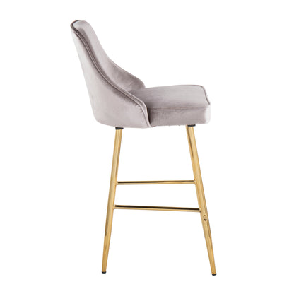 Marcel Contemporary Glam Counter Stool in Gold Metal - Set of 2