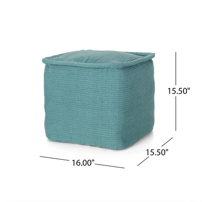 Hansolo Yarn Square Pouf Ottoman Or Floor Cushion - Teal