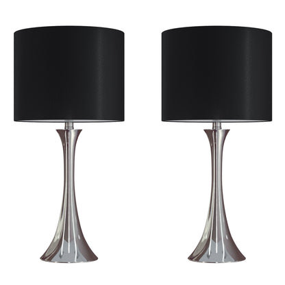 Lenuxe 24-Inch Contemporary Metal Table Lamp Set in Polished Nickel