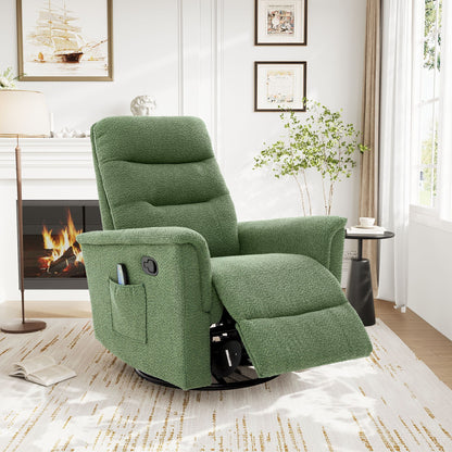 Manual Recliner Chair With 8-Point Massage and Swivel Function