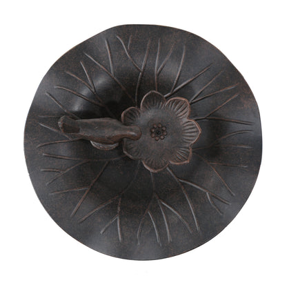 Lancaster Outdoor Aluminum and Iron Top Bird Bath with Iron Base, Bronze