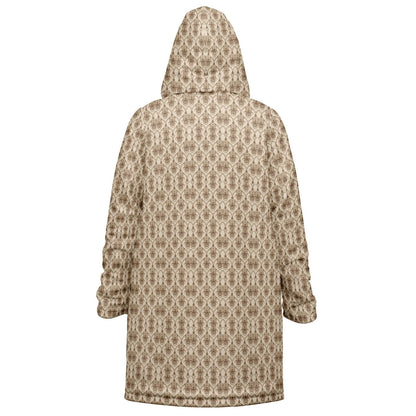 Cream Baroque Cuddle Coat | Unisex Minky Sherpa Lined Coat with Hood, Zipper and Pockets | Women and Mens Festival Coat | Mountain Fashion