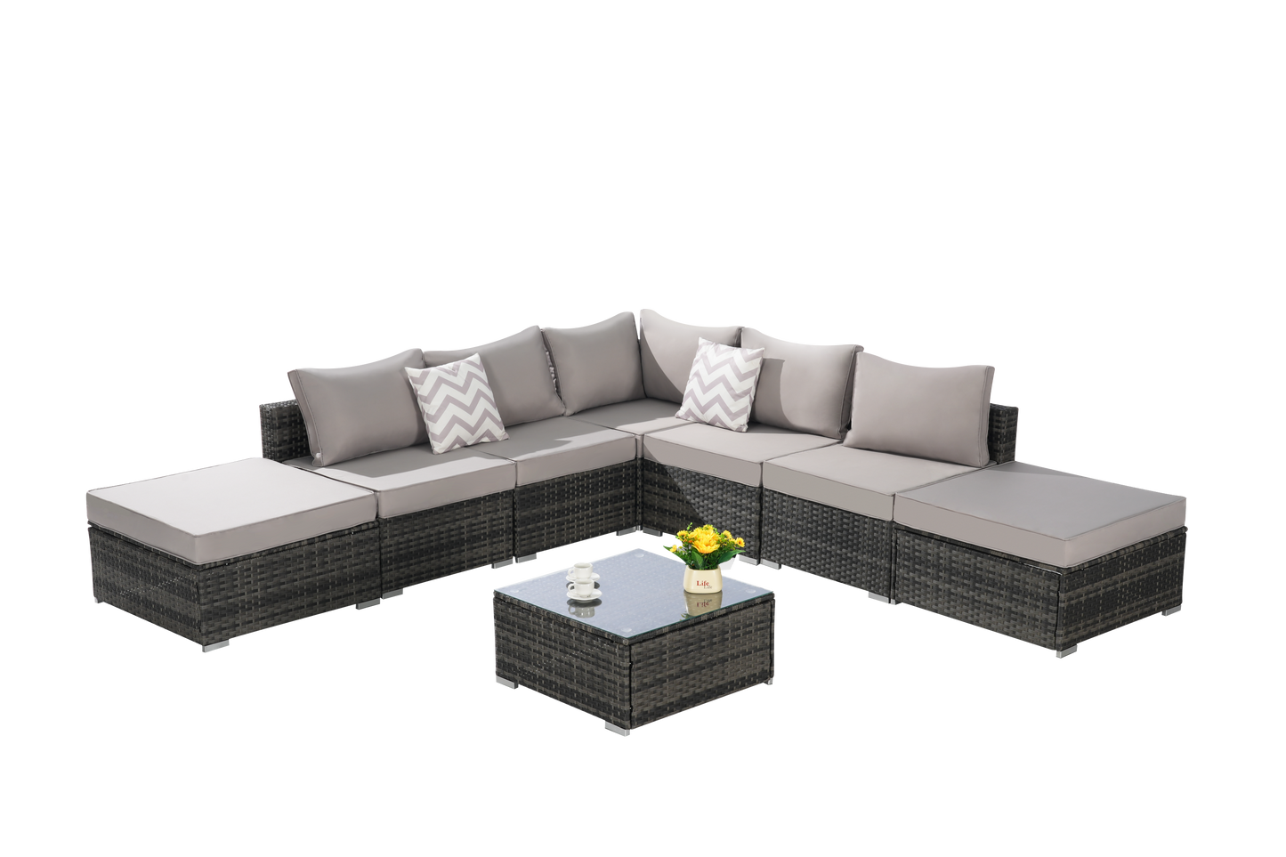 8 Pieces Outdoor Patio Sectional Sofa Couch