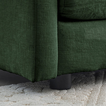2-Piece Upholstered Sectional Sofa Set in Green Chenille