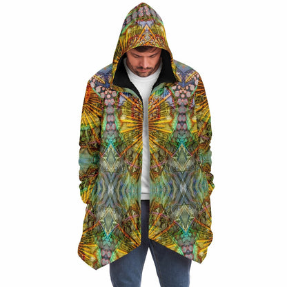 Lotus Guardian Cuddle Cloak | Unisex Minky Sherpa Hooded Coat | Women and Mens Festival Coat | Mountain Fashion