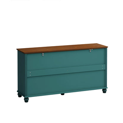 Elegant European Antique Style 4-Door Cabinet with Tempered Glass Doors