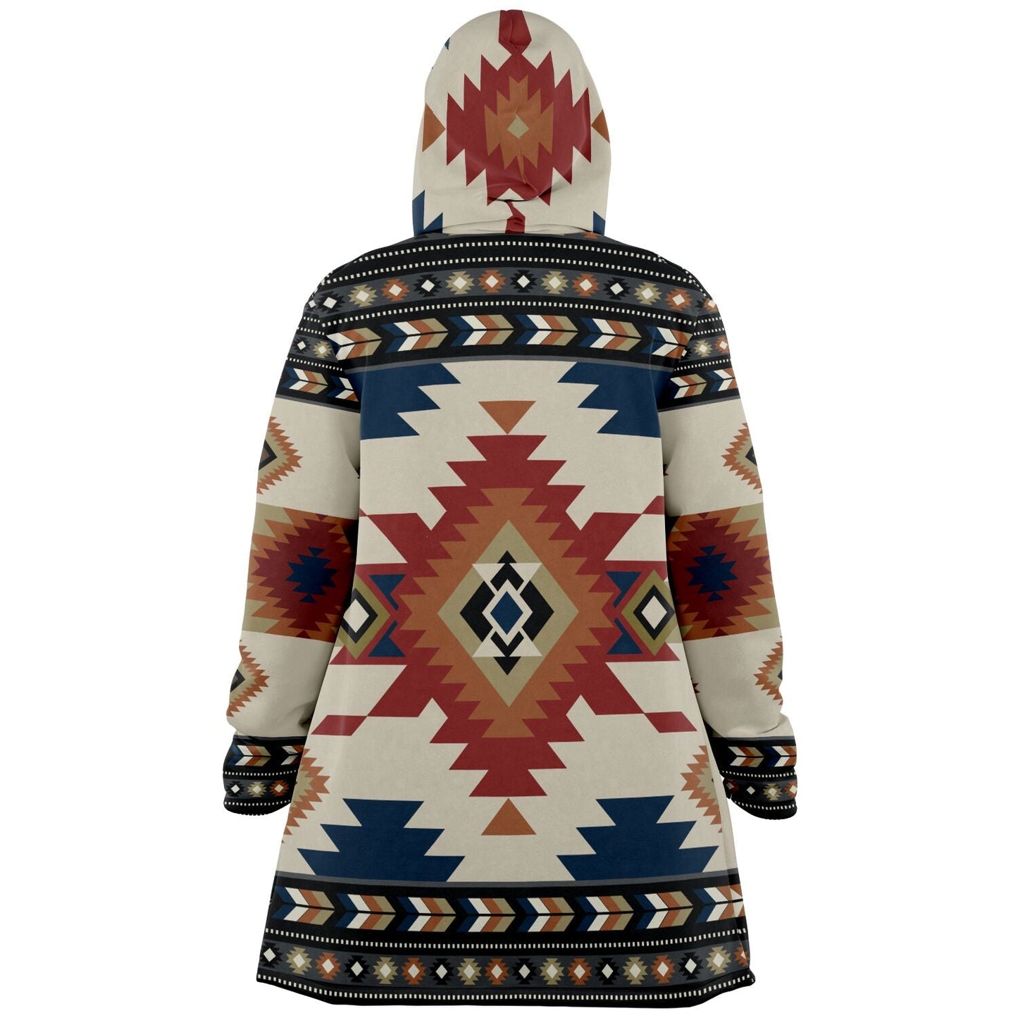 Izel Aztec Tribal Cloak | Unisex Minky Sherpa Lined Hooded Coat | Women and Mens Festival Coat | Mountain Fashion