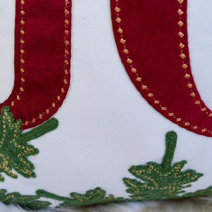JOY Embroidered Christmas Throw Pillow – 14x20 Velvet Lumbar Cushion