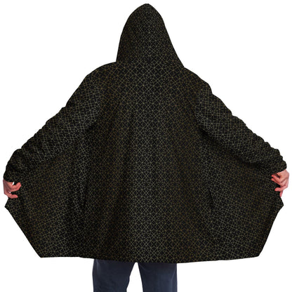 Black and Gold Sacred Geometry Flower Cuddle Cloak | Unisex Minky Sherpa Lined Hooded Coat | Women and Mens Festival Coat | Mountain Fashion