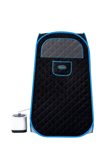 Portable Folding Full size Steam Sauna with 1000W&2.2L steam Generator. Personal Sauna Tent for Relaxation & Spa at home. Fast heating. Folding Steel Rim, it's easy to install, with FCC certification.