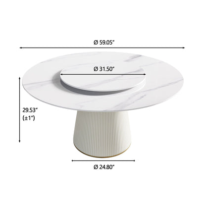 Modern Round Carbon Steel Base Dining Table