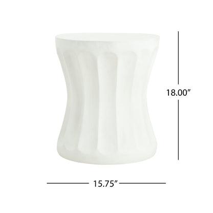 Outdoor Round Concrete Antique White Side Table
