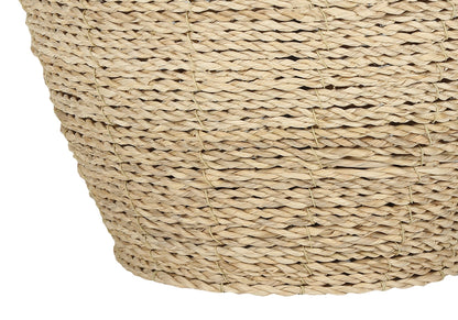 25" Table Lamp with Rattan Base and Linen Drum Shade