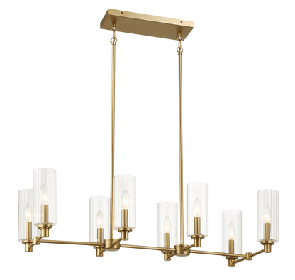 Willow Eight Lights Island Pendant Lamp - Satin Brass