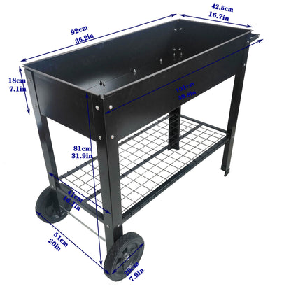 Mobile Metal Raised Garden Bed Cart with Legs