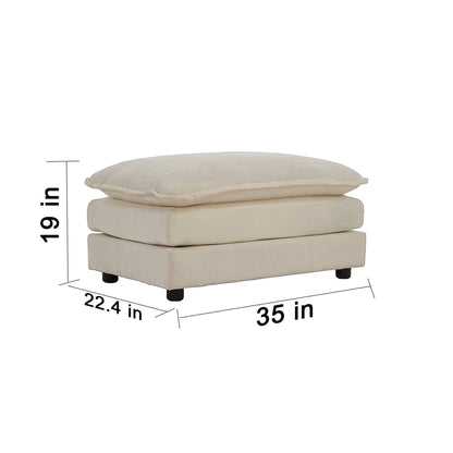 Modern Accent Chair with Ottoman in Beige Chenille