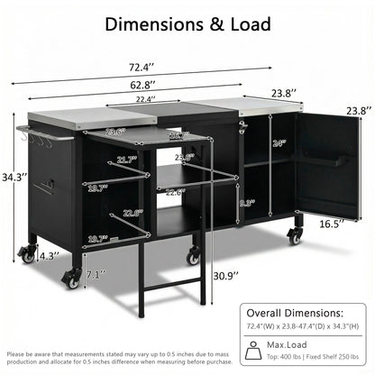 K&K 72.4' Large Grill Table for Big Green Egg