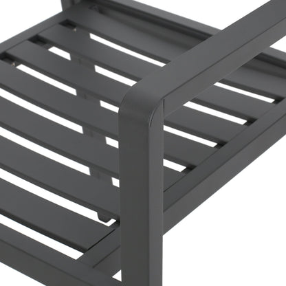 Outdoor Modern Aluminum Dining Chair (Set of 2), Gun Metal Gray