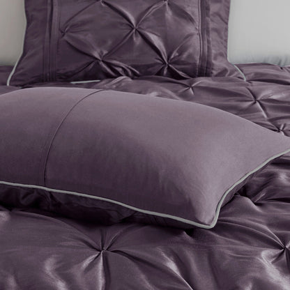 7 Piece Tufted Comforter Set Plum King