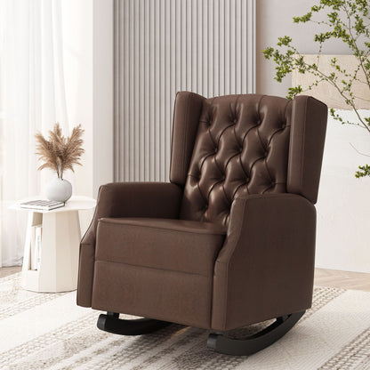 Amedou Contemporary Tufted Wingback Rocking Chair - Dark Brown