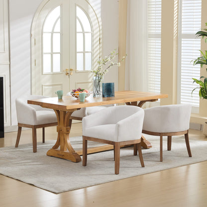 Mid Century Modern Upholstered Barrel Dining Chair with Arms
