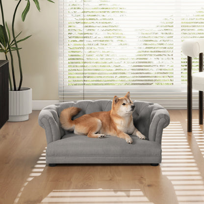 Kiki 36.5' Chesterfield Dog Sofa Bed, Medium, Uptown Gray Stain Resistant High Performance Polyester