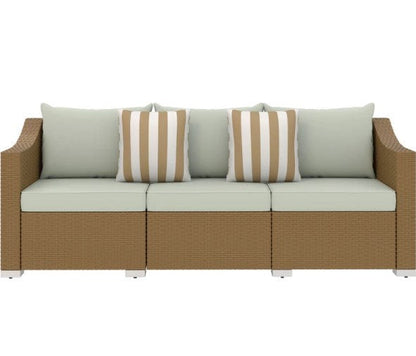 Rattan Wicker Seater Patio Couch with Cushions and Throw Pillows
