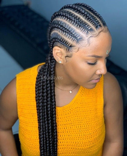 36" Jumbo Knotless Box Braids Wig | Incoo Full Lace Cornrow Wig | Transparent Lace | African Braided Hair