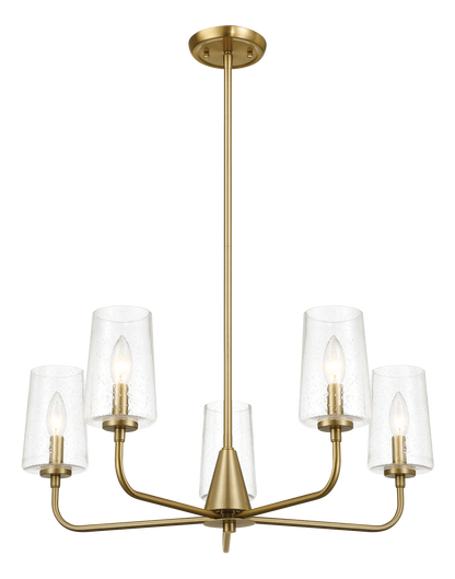 Dazzle Five Lights Chandelier With Clear Seeded Glass - Satin Brass