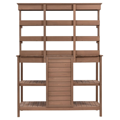TOPMAX 66" Large Outdoor Farmhouse Wooden Potting Bench Table