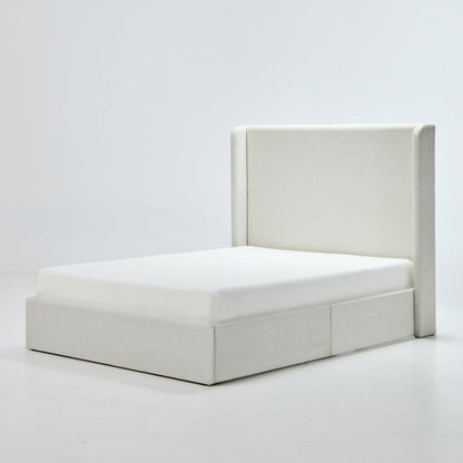 Caron Upholstered Wingback Bed with 54" High Headboard