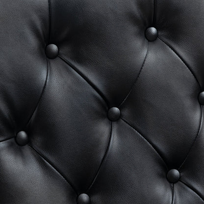 Modern Accent Armchair with Black PU Leather and Wood Legs