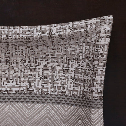 7 Piece Jacquard Comforter Set Grey/Taupe Queen