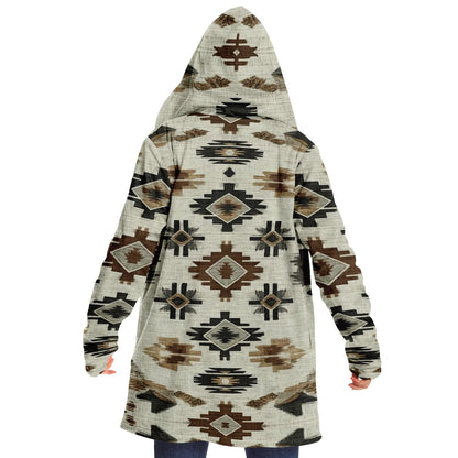 Ganado Tribal Cloak | Unisex Minky Sherpa Lined Hooded Coat | Women and Mens Festival Coat | Mountain Fashion