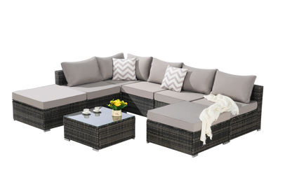 8 Pieces Outdoor Patio Sectional Sofa Couch