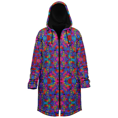 Tie Dye Grateful Dead Cuddle Coat | Unisex Minky Sherpa Lined Coat with Hood, Zipper and Pockets | Women and Mens Festival Coat | Mountain Fashion
