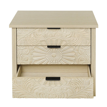 3 Drawer Cabinet - Natural Wood Finish