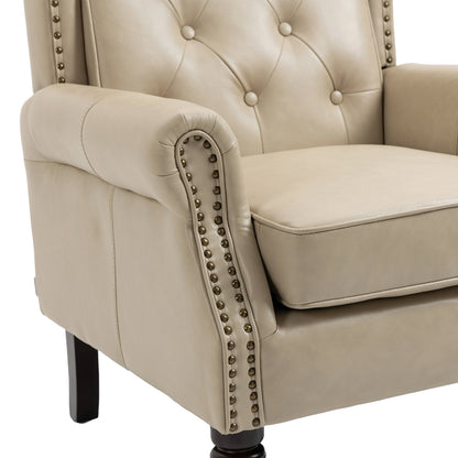 Modern Accent Chair Lounge Chair with Sturdy Wood Legs in Camel PU Leather