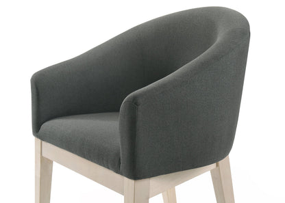 Neroli Set of 2 Gray Fabric Barrel Accent Chairs